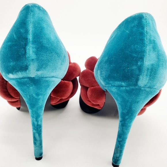 Marco de Vincenzo Color-Block Braided Velvet Pump Heels 38 - Picture 12 of 16